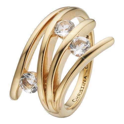 Christina Collect Gold-plated silver Balance Love with white topaz in clasp setting, model 4.1.B-49